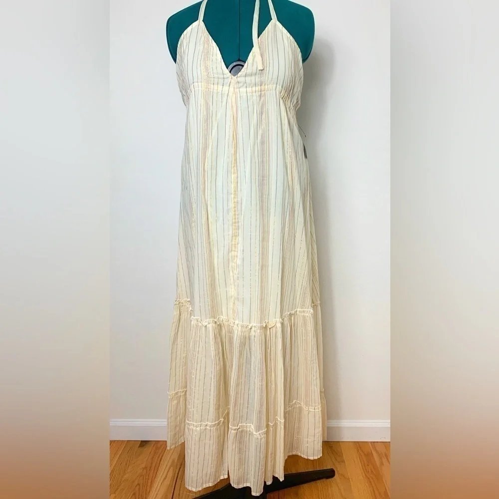 Express Women’s Halter Maxi Dress Medium Striped Summer Casual Resort Vacation
